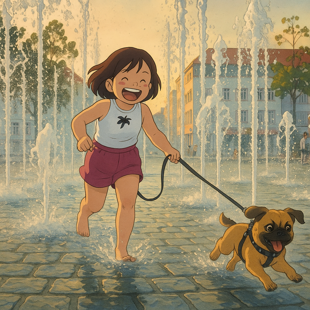 Paco im Springbrunnen